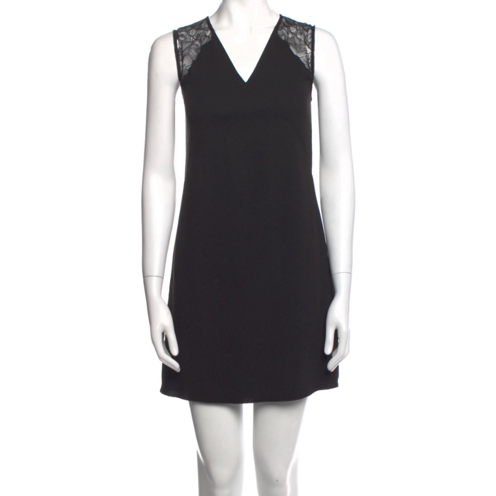 Nwt $230 Allsaints V- Neck Mini Dress With Lace Detail. Size Xs/ Us 2
